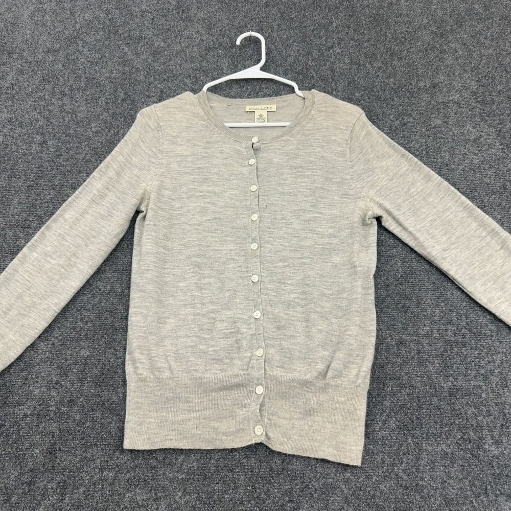 Banana Republic Cardigan‎ Womens S Grey Merino Wool Button Up Classic Style